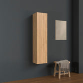 Colonna bagno sospesa in legno 1 anta altezza 125 cm rovere americano I Made in Italy