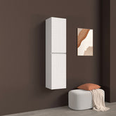 Colonna bagno sospesa in legno 2 ante altezza 125 cm bianco frassino I Made in Italy