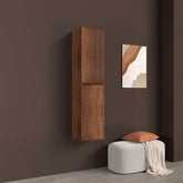 Colonna bagno sospesa in legno 2 ante altezza 125 cm noce I Made in Italy