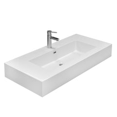Mobile da bagno sospeso 120 cm in legno color cemento chiaro con lavabo, specchio e faretto a led I Made in Italy