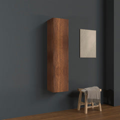 Colonna bagno sospesa in legno 1 anta altezza 125 cm noce I Made in Italy