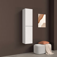 Colonna bagno sospesa in legno 2 ante altezza 125 cm bianco frassino I Made in Italy