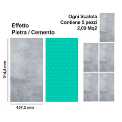 Rivestimento/Pavimento Spc effetto Pietra Cemento Sp 6.5 mm con tappetino integrato 2,09 mq2