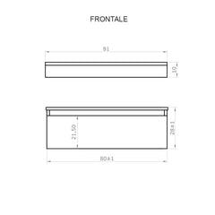 Mobile bagno sospeso 80 cm in legno color cemento chiaro, lavabo, specchio e faretto a led I Made in Italy
