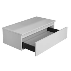 Mobile bagno sospeso 100 cm in legno color bianco frassino, lavabo, specchio e faretto a led I Made in Italy