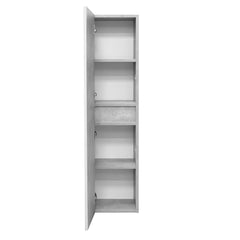Colonna bagno sospesa in legno 1 anta altezza 125 cm cemento chiaro I Made in Italy