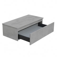 Mobile da bagno sospeso 120 cm in legno color cemento chiaro con lavabo, specchio e faretto a led I Made in Italy