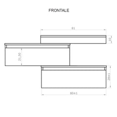 Mobile bagno sospeso 80 cm in legno color bianco frassino con 2 cassettoni, lavabo, specchio e faretto a led I Made in Italy