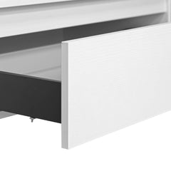 Mobile bagno sospeso 100 cm in legno color bianco frassino con 2 cassettoni, lavabo, specchio e faretto a led I Made in Italy,