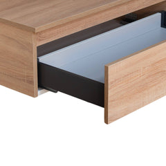 Mobile bagno sospeso 100 cm in legno color rovere americano, lavabo, specchio e faretto a led I Made in Italy
