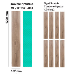 Pavimento Spc effetto legno Rovere Naturale Sp 6.5 mm con sottopavimento integrato 1,77 mq2