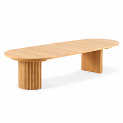 Tavolo da Pranzo Allungabile Rotondo 114-300x76 cm ( da 4 a 12 Posti ) in legno Massello Rovere Chiaro con Panca Estensibile Inclusa
